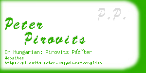 peter pirovits business card